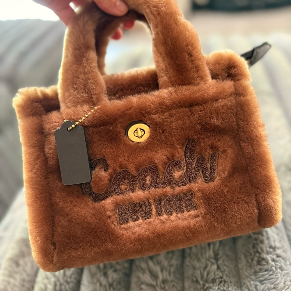 Coach Cargo 20 Brown Faux Fur Tote Bag